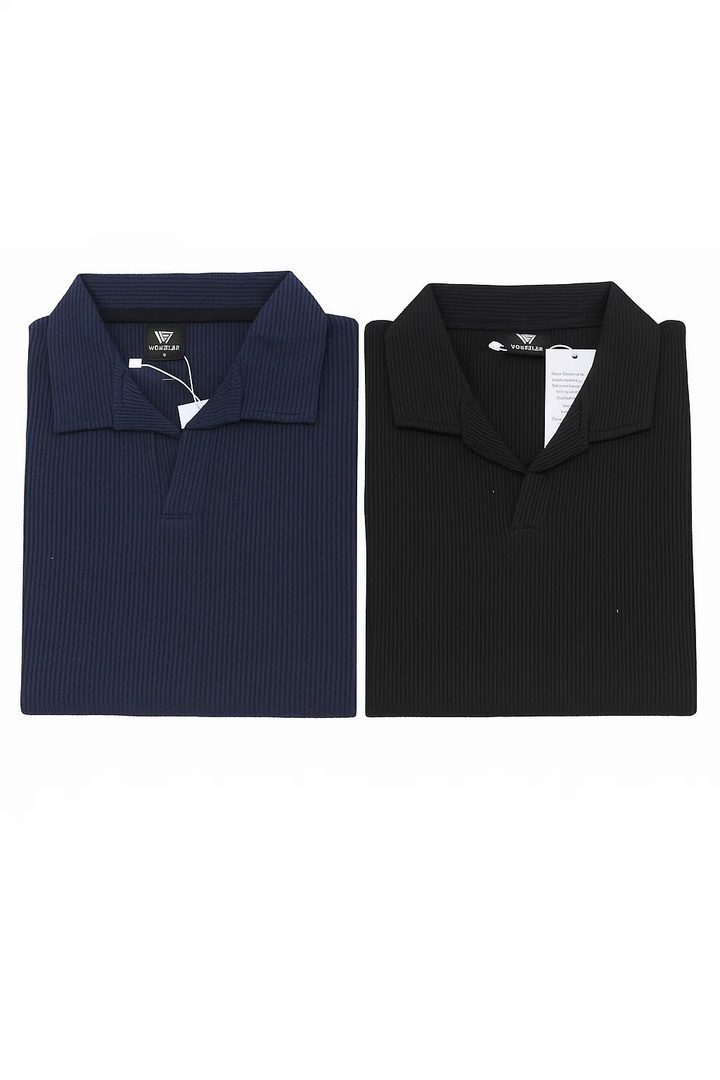 2-Pack: Blue and Black Knitted Polo Shirts