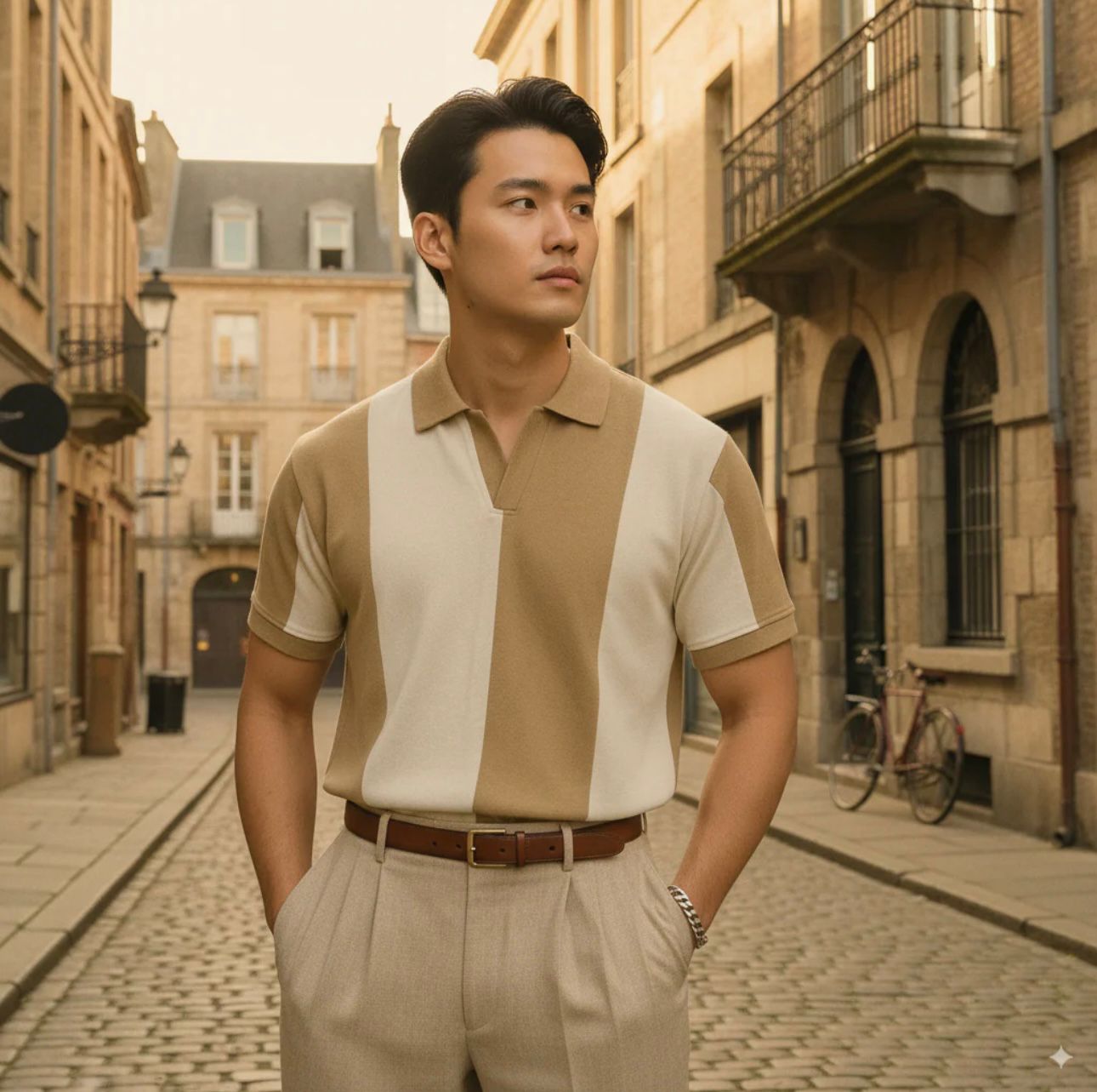 Vintage Johnny Collar Polo - Beige