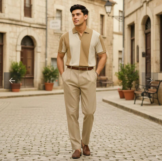 Vintage Johnny Collar Polo - Beige