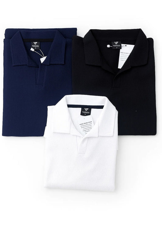 3-Pack Knitted Polo Shirts